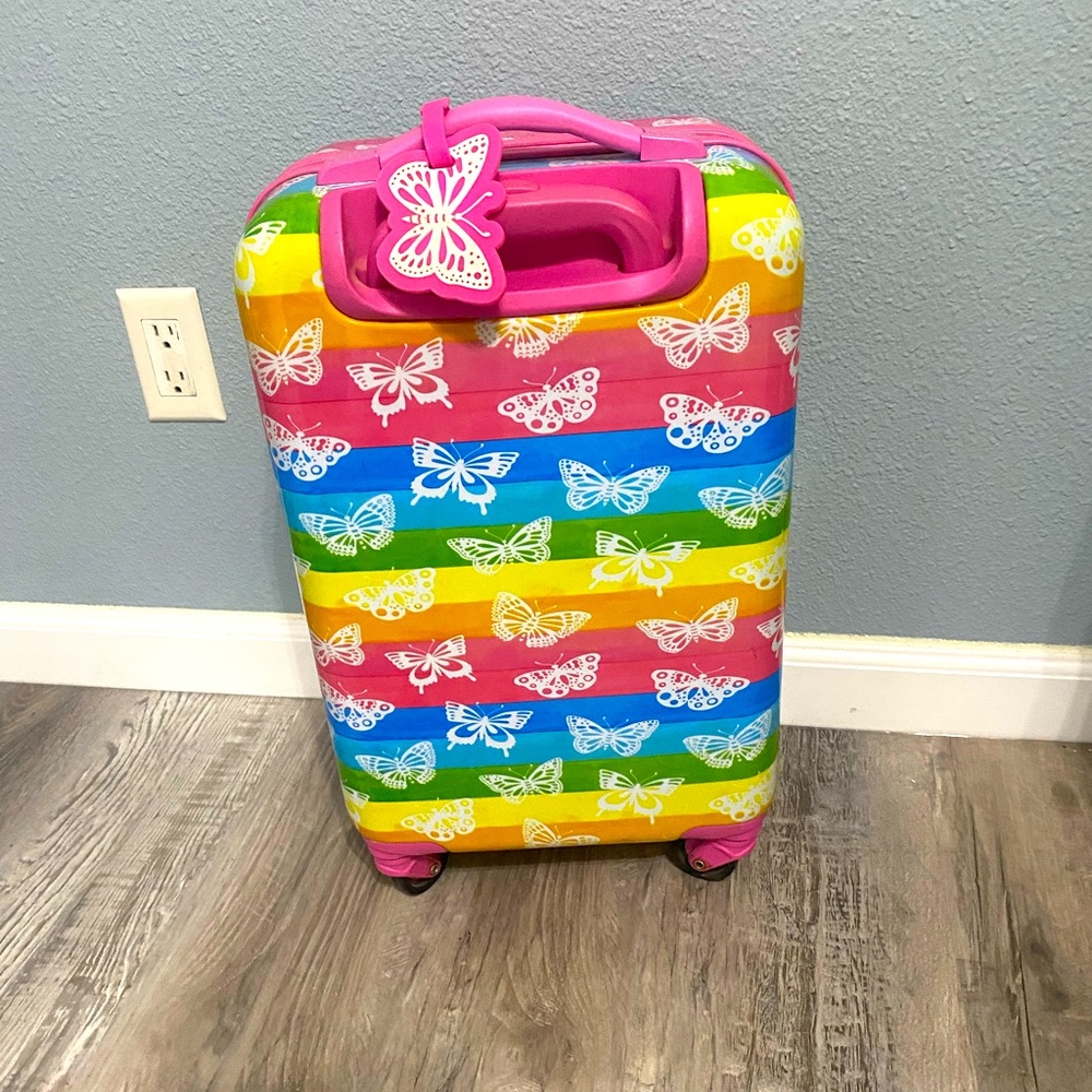 Girls  butterfly hardside spinner luggage